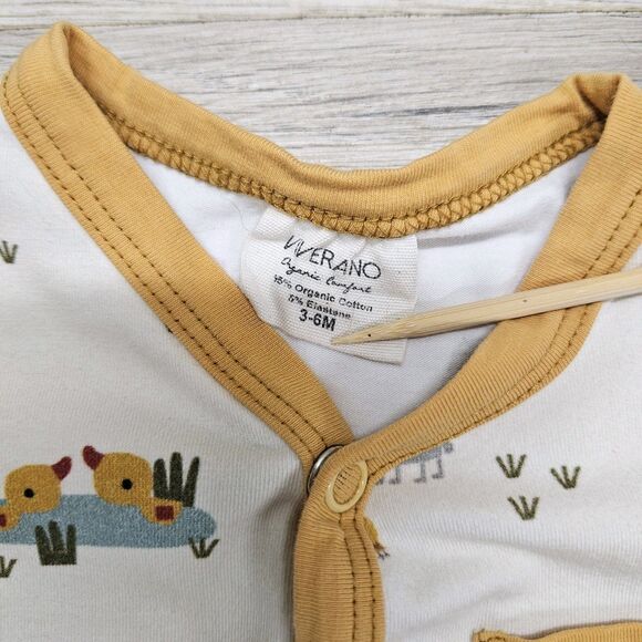 Viverano Organic Comfort Baby Boy Shortie Romper 3-6 Months Farm Tractor Animals - Picture 3 of 5